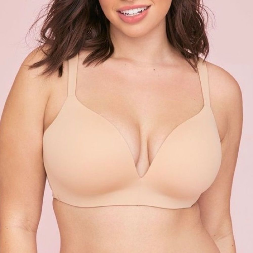 CACIQUE Simply Wire Free Plunge Bra Tan